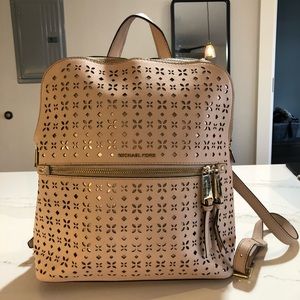Michael Kors Pink Leather Large Backpack Glittery
